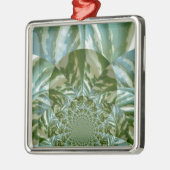 エコグリーン迷彩柄万華鏡のように千変万化するパターンアートプリントデザイン メタルオーナメント (左)