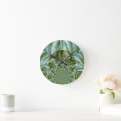 エコグリーン迷彩柄万華鏡のように千変万化するパターンアートプリントデザイン ラウンド壁時計 (ホーム)