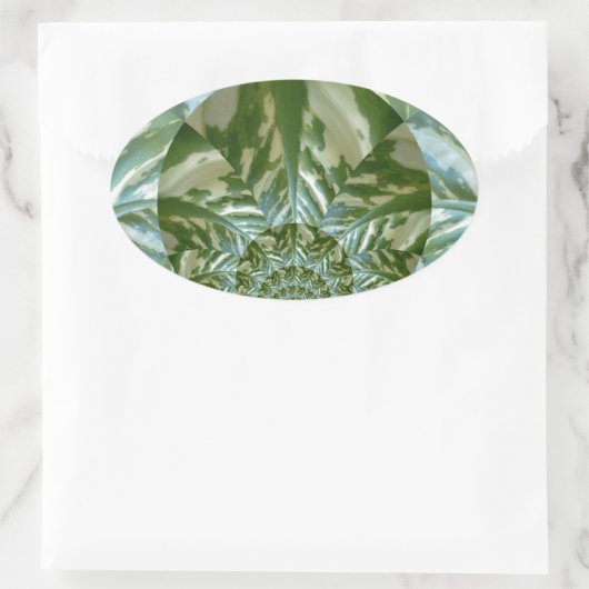 エコグリーン迷彩柄万華鏡のように千変万化するパターンアートプリントデザイン 楕円形シール (バッグ)