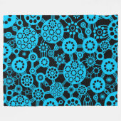 エコシステム – スカイブルーの黒 フリースブランケット (正面(横))