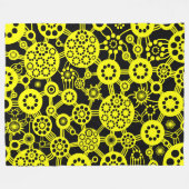 エコシステム – 黄色（黒） フリースブランケット (正面(横))