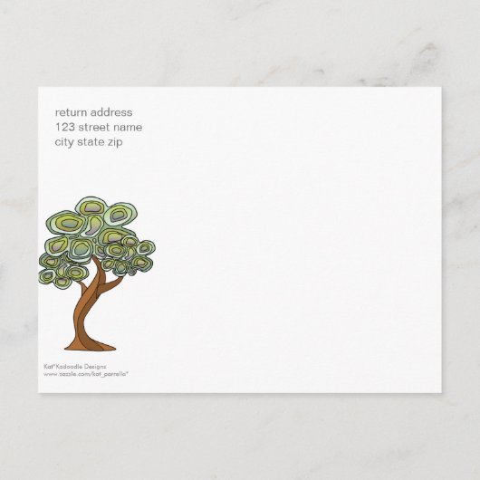 エコツリー結婚式の日付の保存 案内ポストカード (裏面)