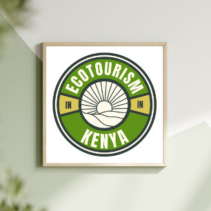 エコツーリズムKenya Africa緑のスロートラベルロゴ ポスター