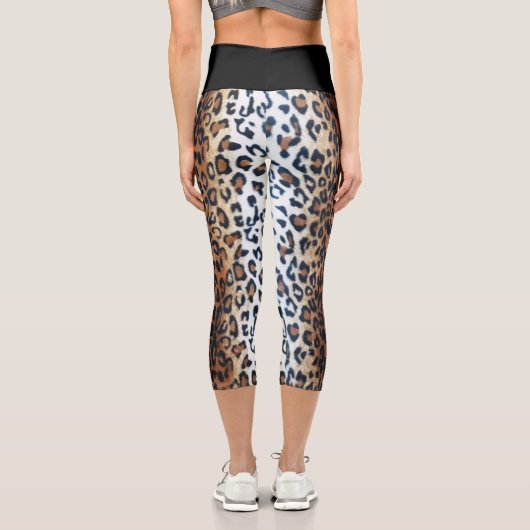 エコノミーキュートスタイリッシュブラックヒョウアニマルプリント カプリレギンス (裏面)