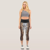 エコノミーキュートスタイリッシュブラックヒョウアニマルプリント カプリレギンス (正面)