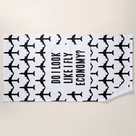 エコノミートラベル引用文を飛ぶように見える ビーチタオル (正面)