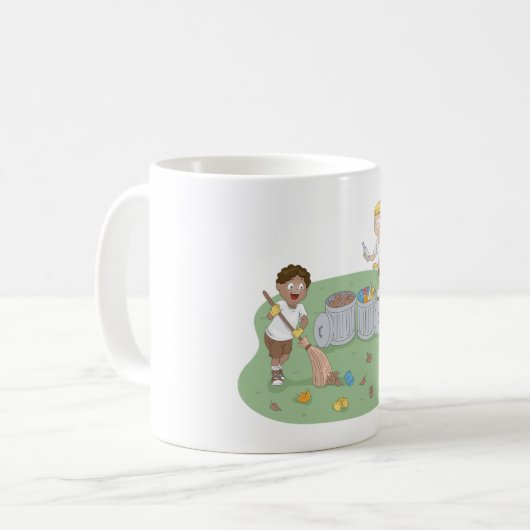 エコフレンドリーキッズ清掃キャンプ場リサイクル コーヒーマグカップ (正面左)