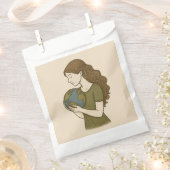 エコフレンドリーギフトバッグ - 地球を抱く女性のデザイン フェイバーバッグ (クリップ留めされた状態)