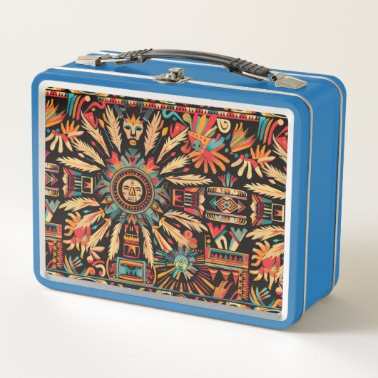 エコフレンドリーライトブルーアステカ「夢」 メタルランチボックス (正面)