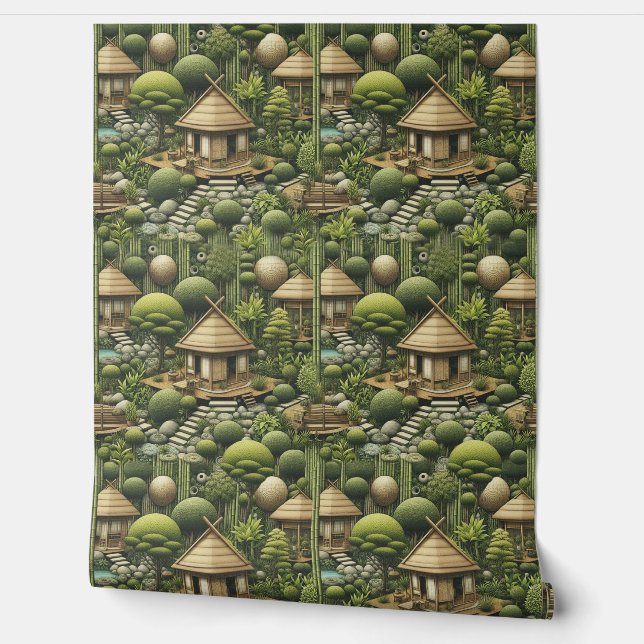 エコフレンドリー園と建物調和 壁紙 (ほどく)