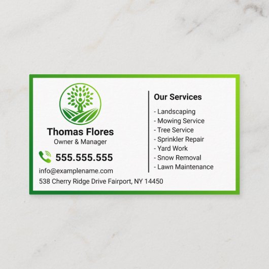 エコフレンドリー緑勾配造園サービス 名刺 (裏面)