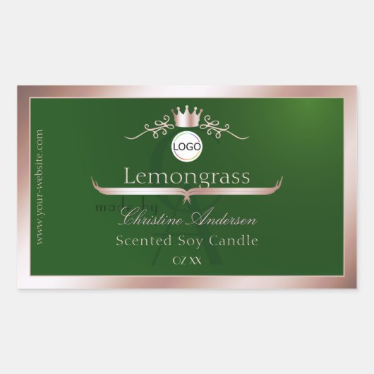 エコフレンドリー製品ラベル ローズゴールドフレーム ロゴ モノグラム 長方形シール (正面)