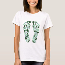 エコフレンドリー グリーンリーフ フットプリント Tシャツ
