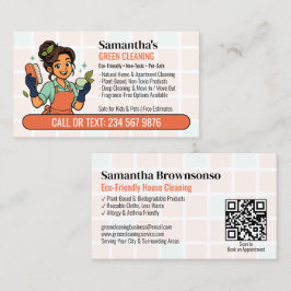 エコフレンドリー グリーン クリーニング QR カートゥーン ナチュラル メイド 名刺