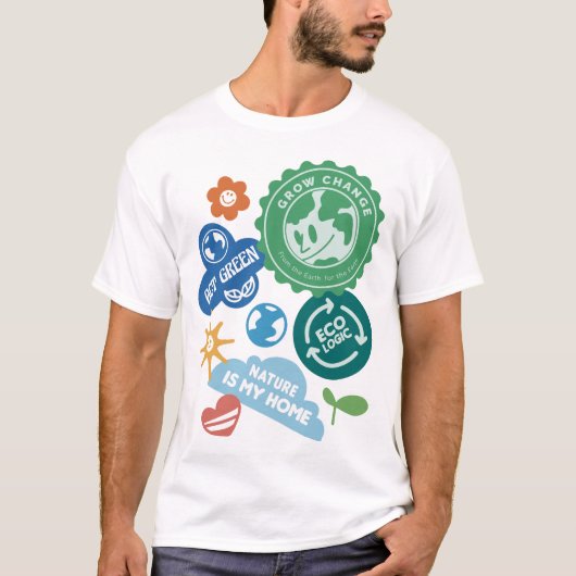 エコフレンドリー ステッカー コレクション Tシャツ (正面)