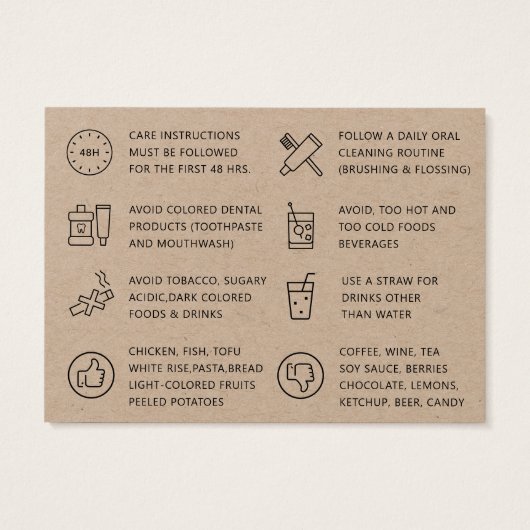 エコモダンクラフト歯のホワイトニングアフターケアカード (裏面)