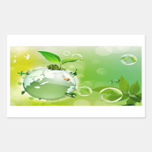 エコロジー：地球は私たちの家 –  長方形シール