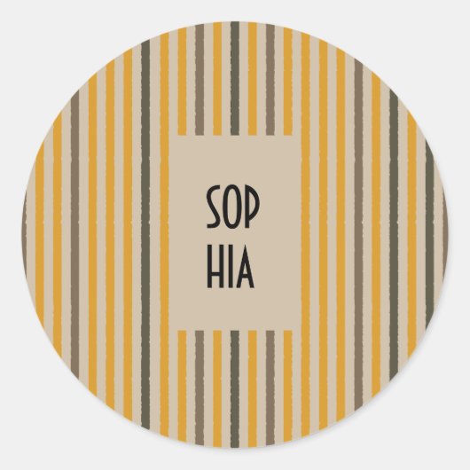 エコートレイルラウンドスティッカー – マスタードストライプ製品 ラウンドシール (正面)