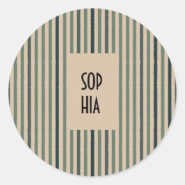 エコートレイルラウンドステッカー – Matcha ストライプ Green ラウンドシール