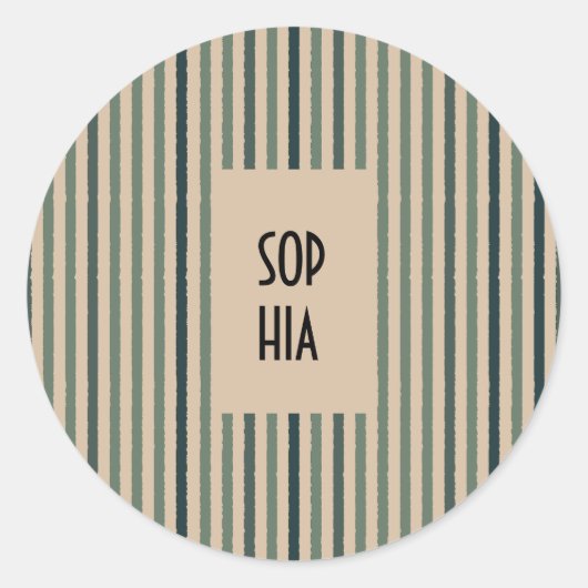 エコートレイルラウンドステッカー – Matcha ストライプ Green ラウンドシール (正面)