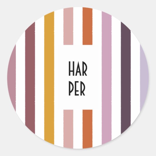 エコートレイル丸ステッカー – ピンクストライプヒューズ ラウンドシール (正面)