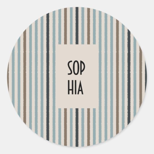 エコートレイル円形ステッカー – 青ストライプ色 ラウンドシール (正面)