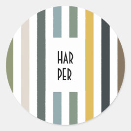 エコートレイル円形ステッカー – 青/緑のストライプ ラウンドシール