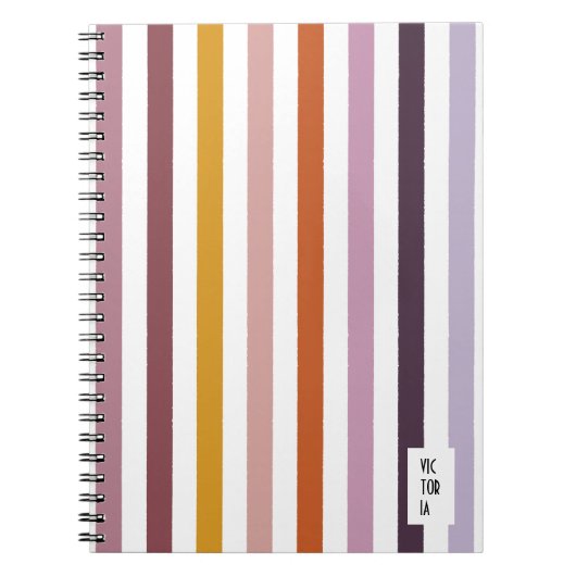 エコートレイルPink Hues ストライプの Journal ノートブック (正面)