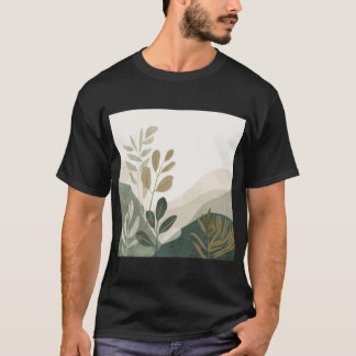 エコーミニマリスト自然アート メンズTシャツ Tシャツ