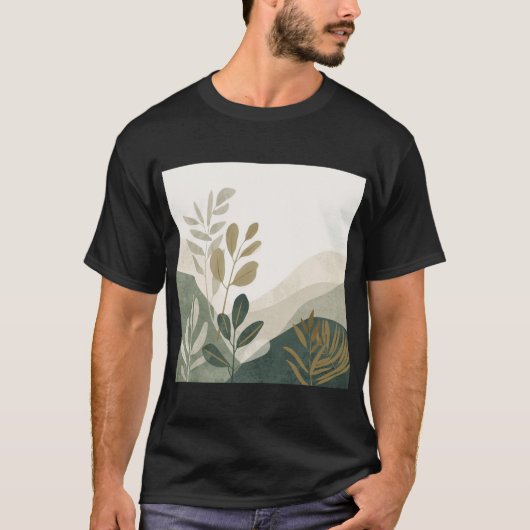 エコーミニマリスト自然アート メンズTシャツ Tシャツ (正面)