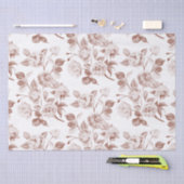 エコーモダン植物花パターン 薄葉紙 (クラフト)