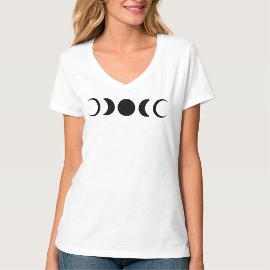 エコー付き女性の黒いTシャツ Tシャツ (正面)