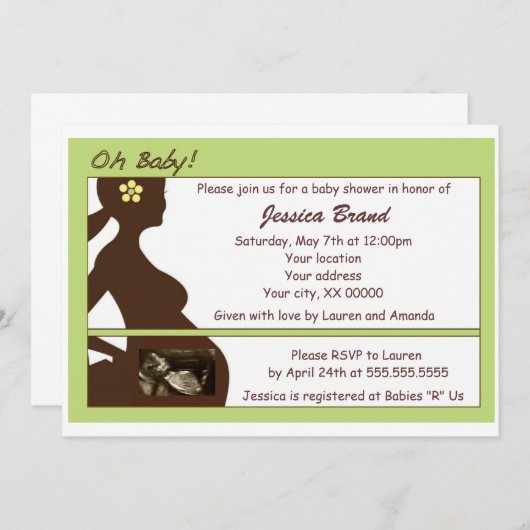 エコー検査のベビーシャワーの招待状 招待状 (正面/裏面)