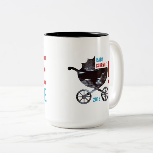 エコー検査のマグの驚き愛結婚の乳母車 ツートーンマグカップ (正面右)