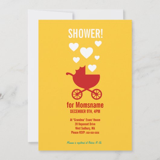 エコー検査の超音波のベビーシャワーの招待状 招待状 (裏面)