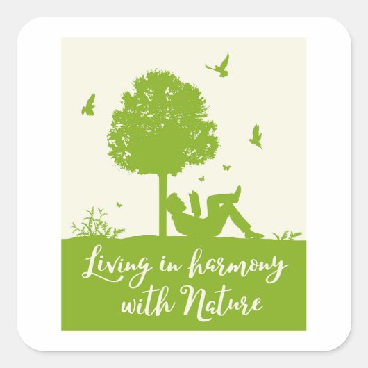 エコ引用文自然と調和生活 スクエアシール (正面)