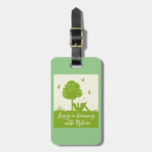 エコ引用文自然と調和生活 ラゲッジタグ (正面縦)