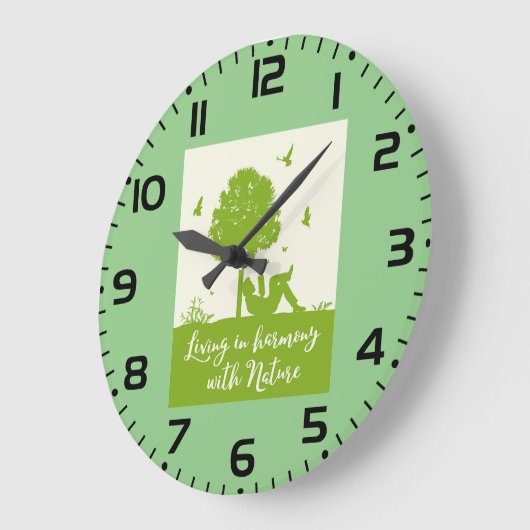 エコ引用文自然と調和生活 ラージ壁時計 (傾斜)