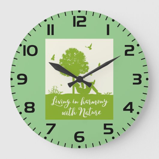 エコ引用文自然と調和生活 ラージ壁時計 (正面)