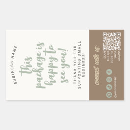 エコ手作りミニマルナチュラルセージ緑ブラウン 長方形シール