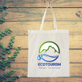 エコ観光自然への旅行の山の水ロゴ トートバッグ