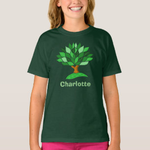 エコ認識度。木と葉。名前の追加 Tシャツ