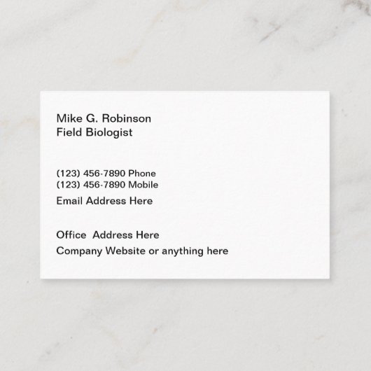 エコ·システム生物学者の名刺 名刺 (裏面)