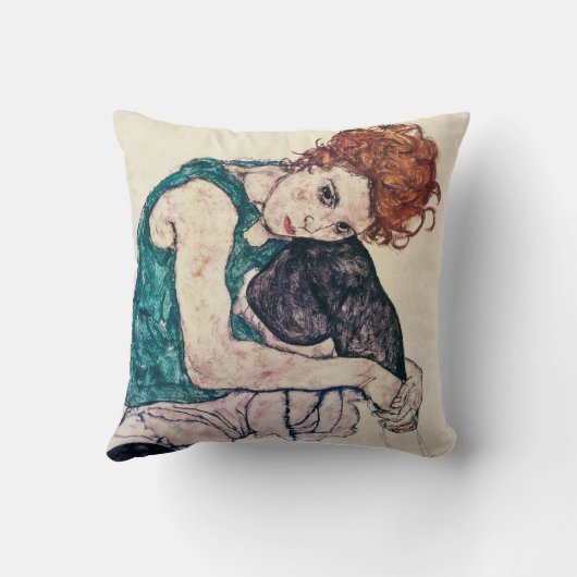 エゴンのSchieleによってつけられている女性の枕 クッション (裏面)