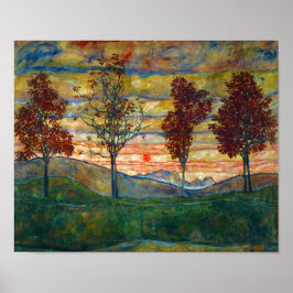 エゴンシェレフォーツリーズツリー自然パーク秋 ポスター