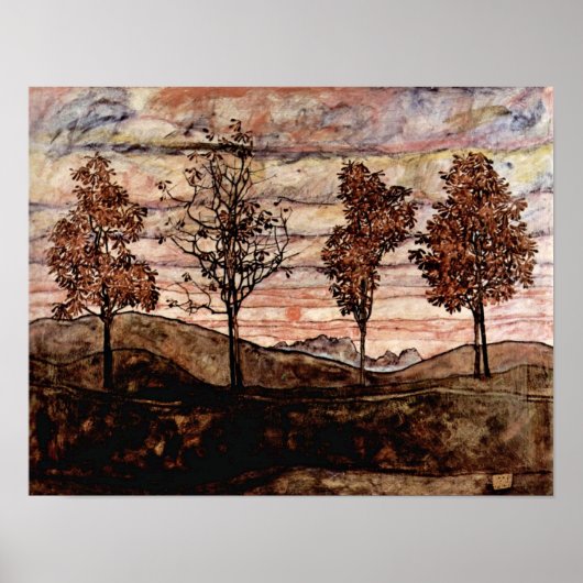 エゴンシュイレ–4つの木 ポスター (正面)