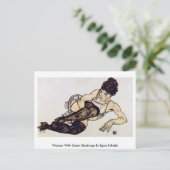 エゴンシーレのグリーンストッキングの女性 ポストカード (スタンド正面)