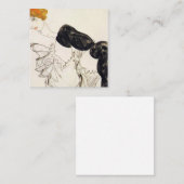 エゴン・シーレ – ブラックストッキングの女性 スクエア名刺 (正面/裏面)