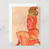 エゴンSchiele -オレンジ赤の服のひざまずく女性 サンキューカード (正面/裏面)