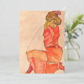 エゴンSchiele -オレンジ赤の服のひざまずく女性 招待状 (スタンド正面)